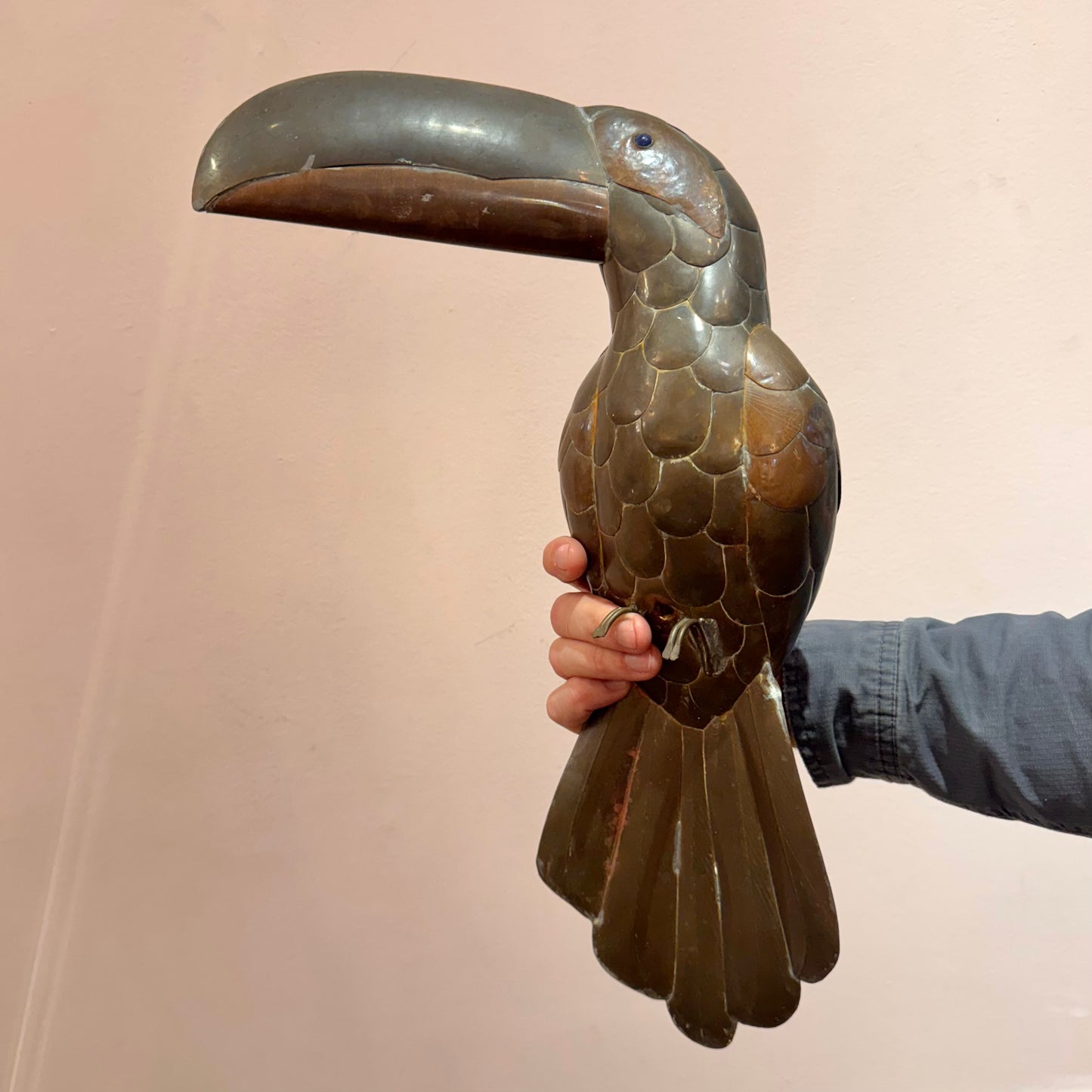 Vintage Mixed Metal Sergio Bustamante Style Toucan Standing Sculpture