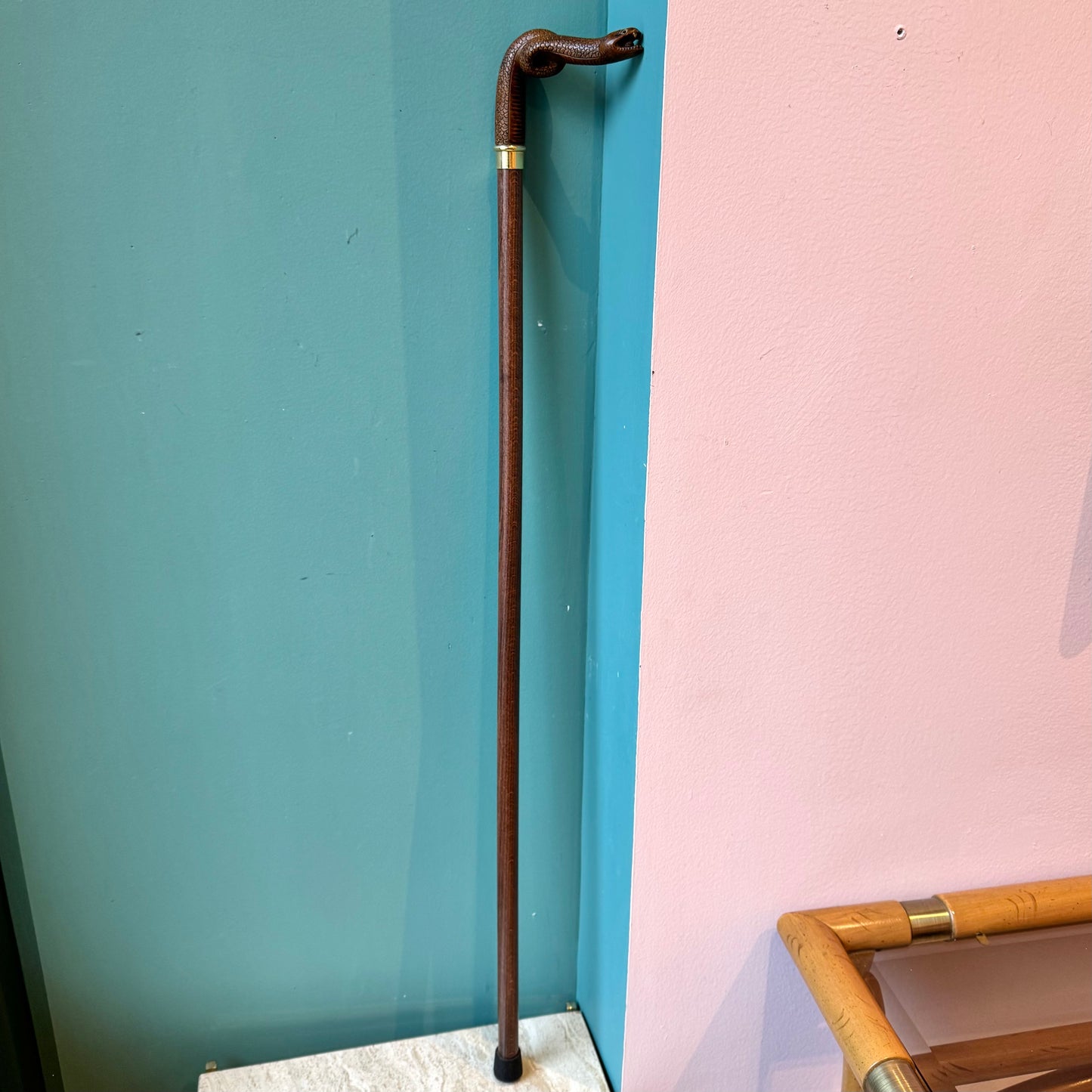 Vintage Coiled Snake Walking Stick Cane