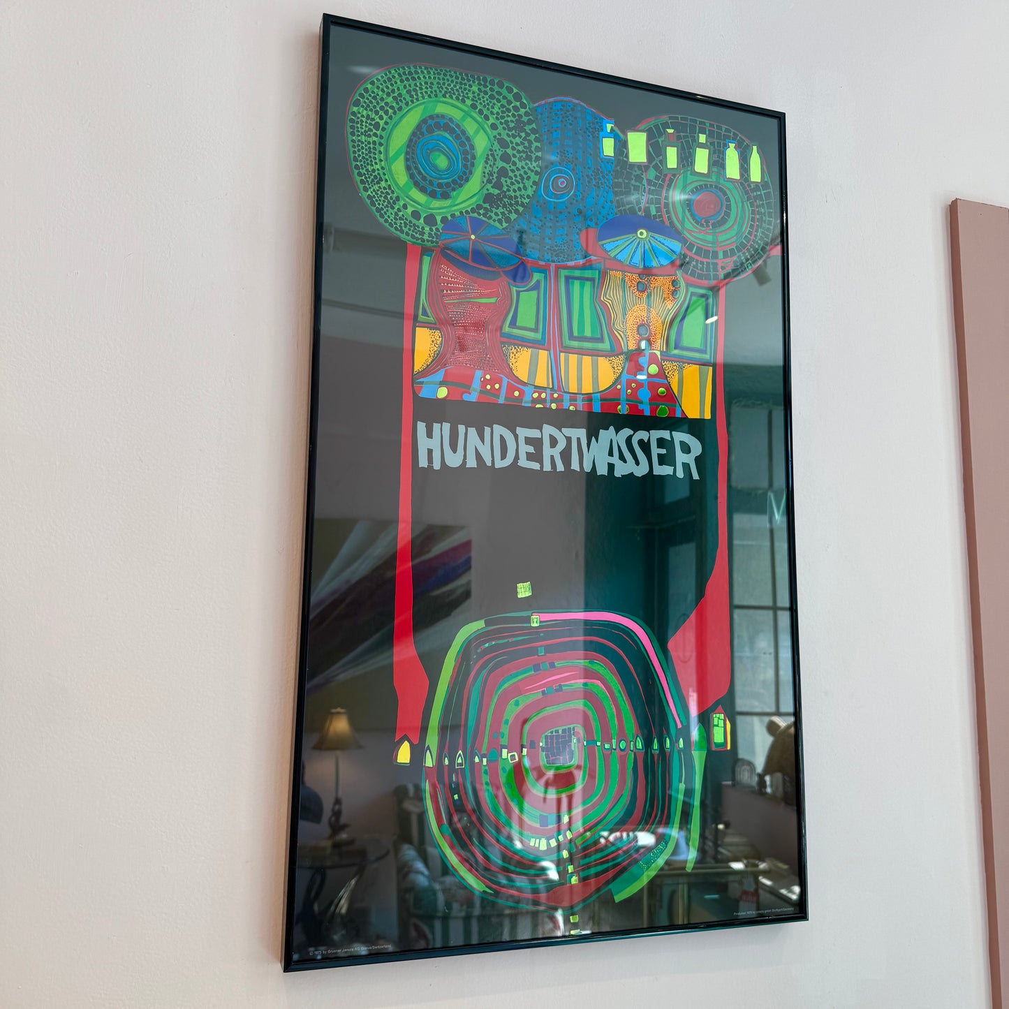 Vintage Hundertwasser Original Framed Museum Poster 1975