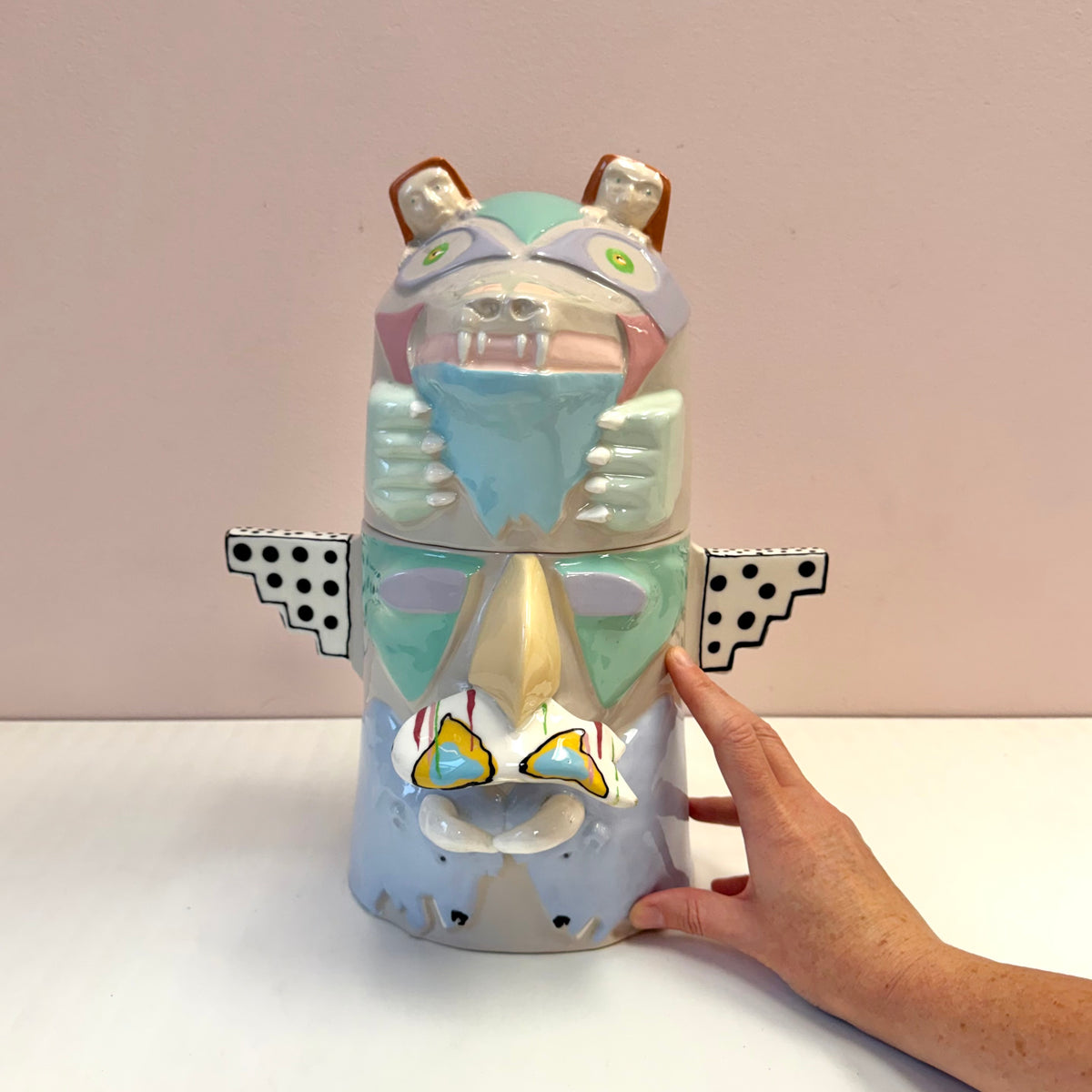 Vintage Large Post-Modern Ceramic Totem Cookie Jar