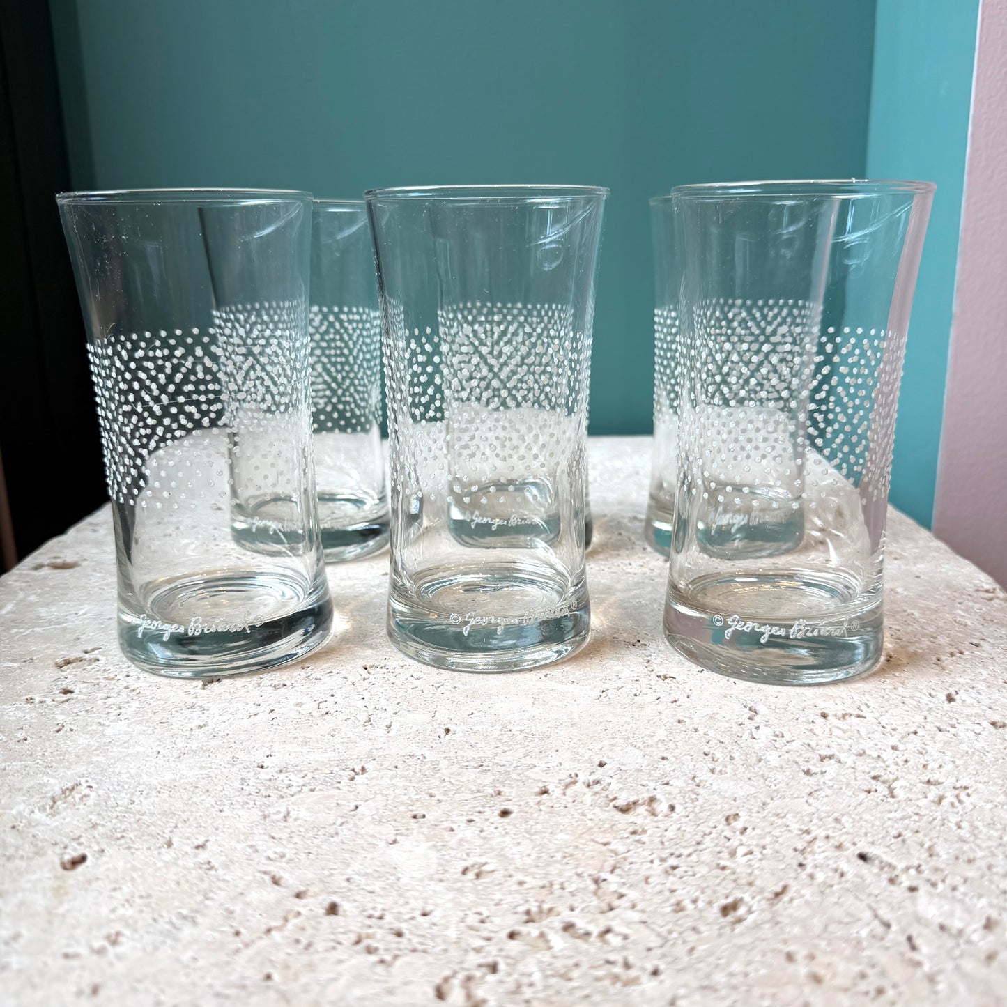 Vintage Mid-Century Georges Briard Highball Textured Dot Glasses - Set of 6 or 5