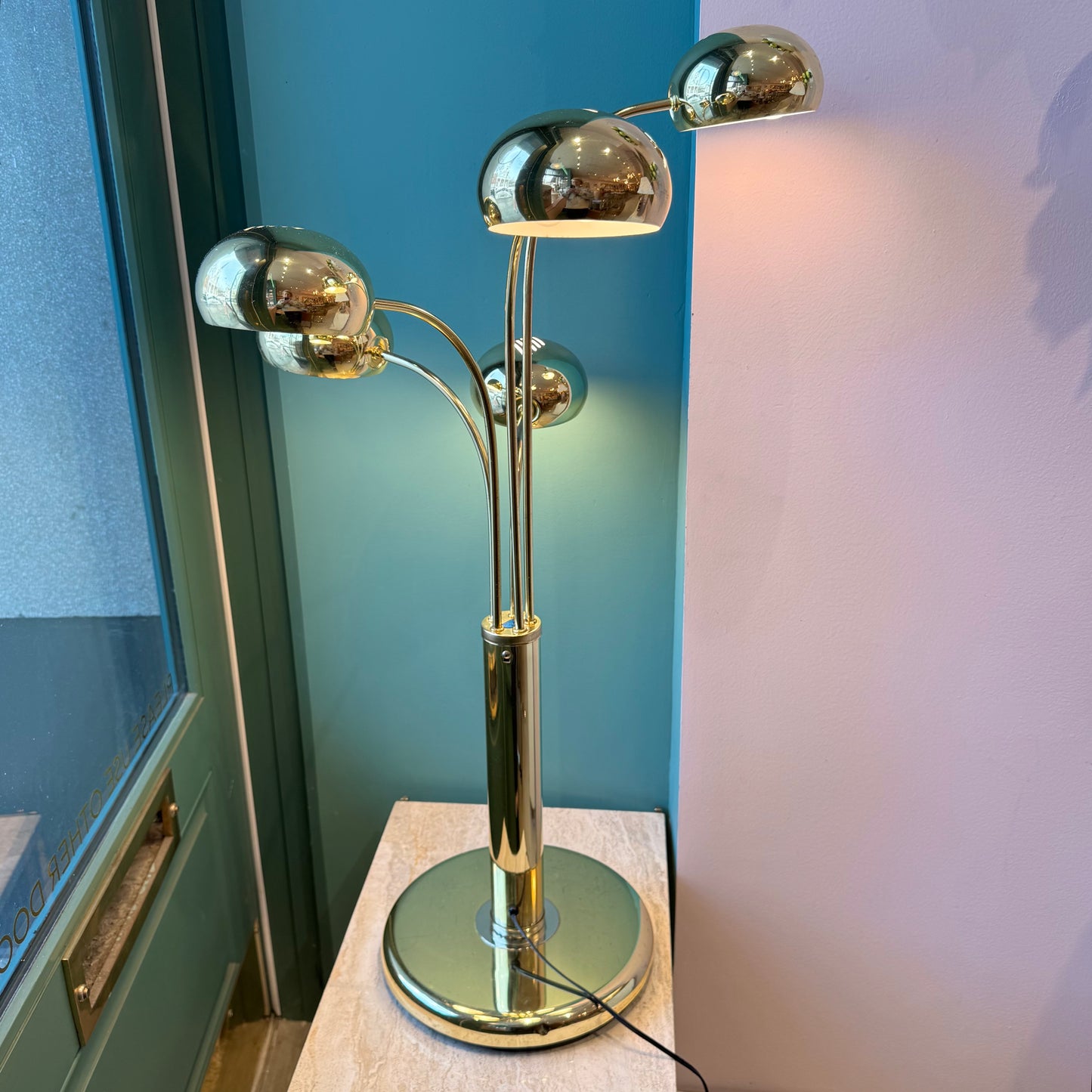 Vintage Five-Headed Brass Table Lamp
