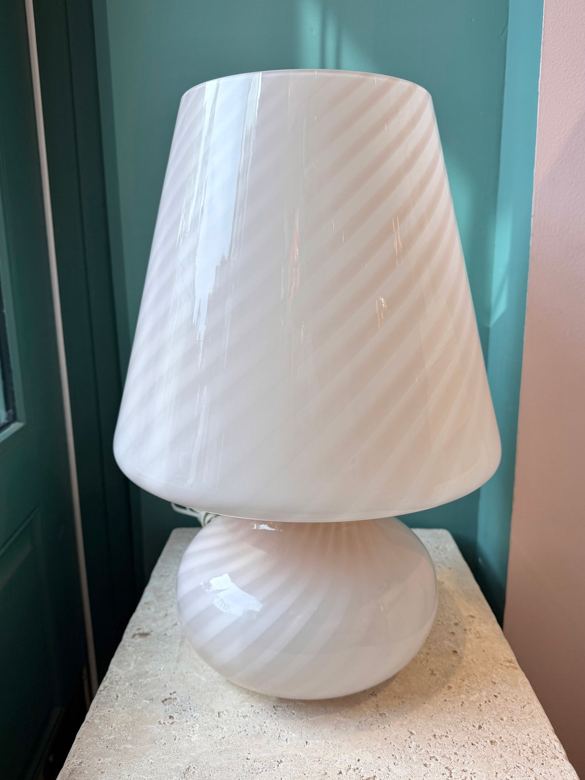 Extra Large Vintage Pale Blush Pink Murano Mushroom Lamp
