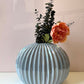 Vintage Pale Blue Opalescent Ribbed Vase