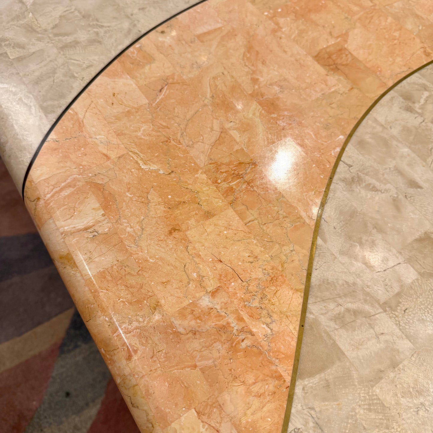Vintage Tessellated Travertine Swivel Coffee Table by Casa Bique