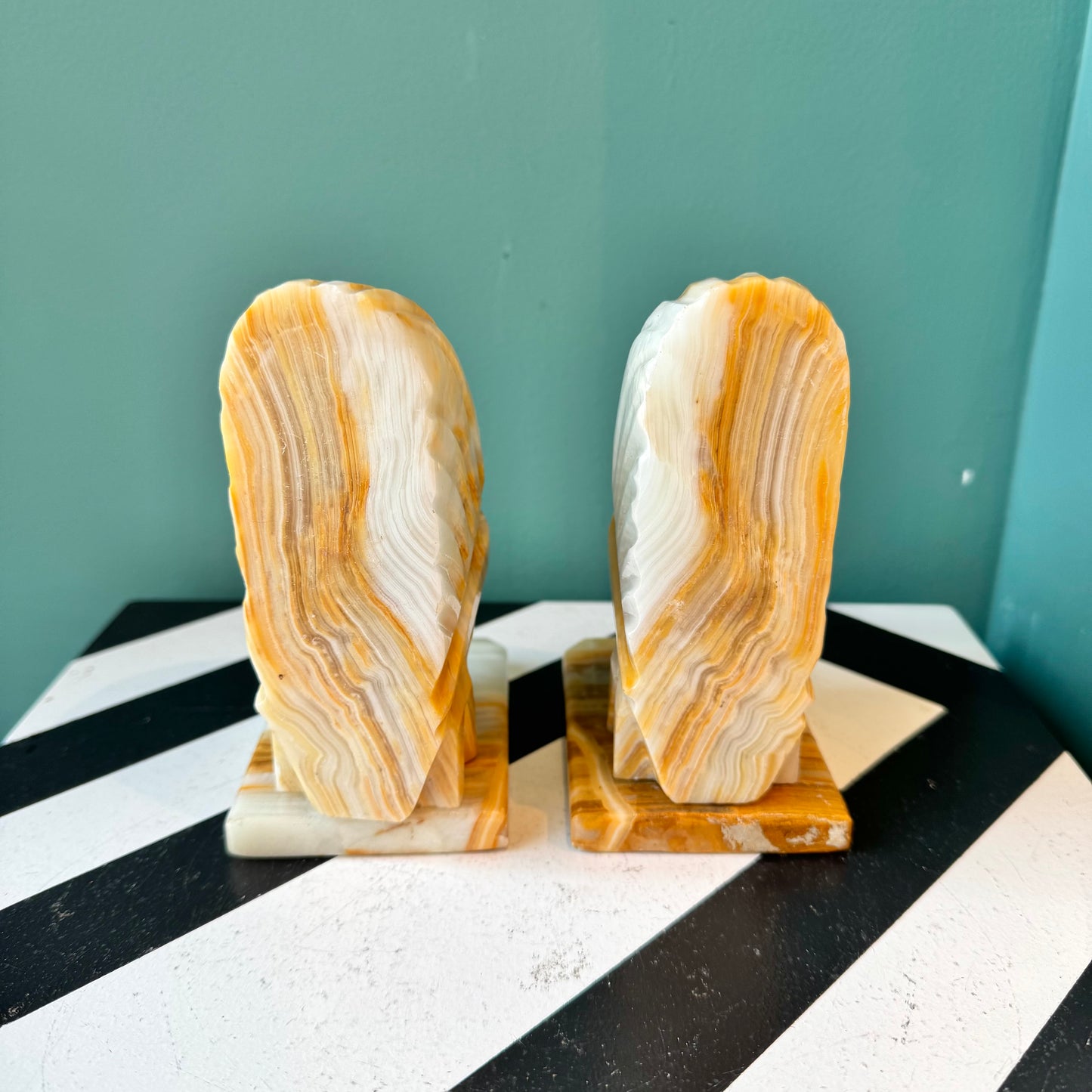 Pair of Vintage Alabaster Native American Indian Bookends
