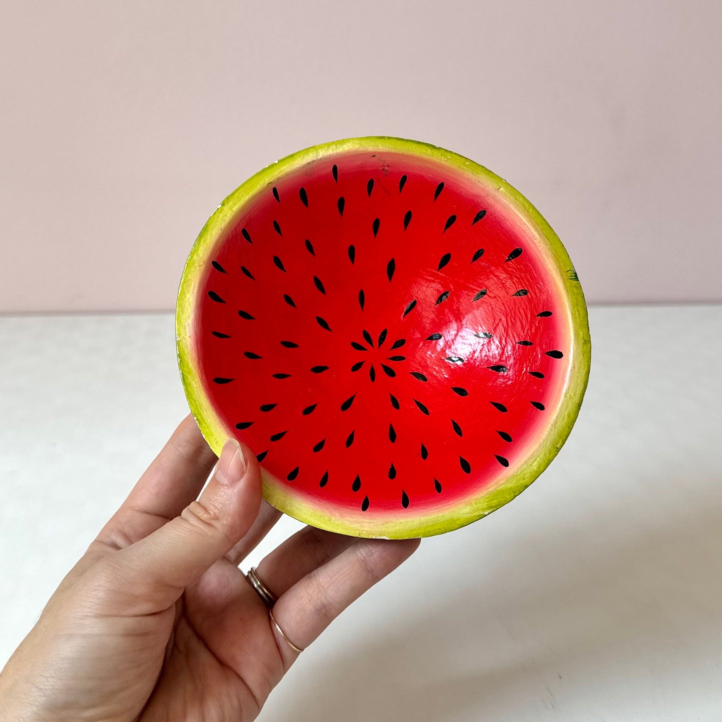Vintage Paper Mache Watermelon Footed Catchall Bowl