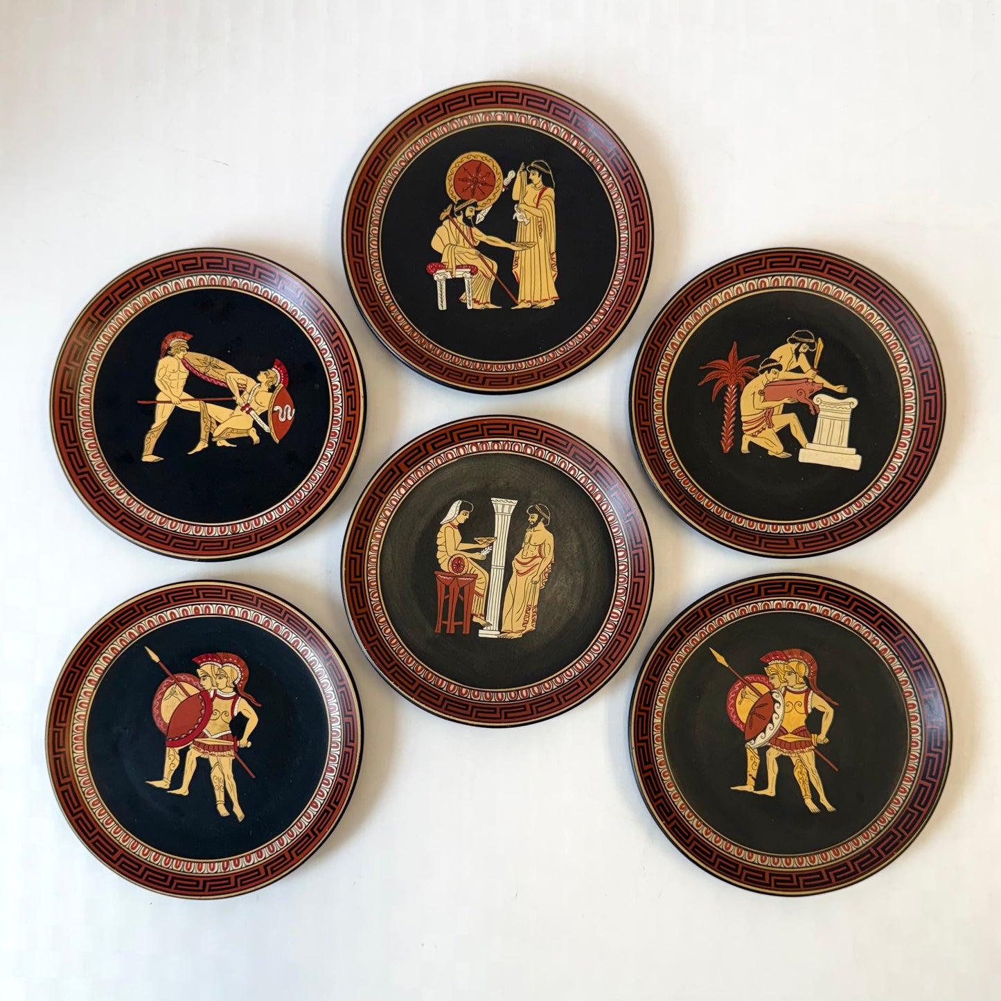 Vintage Set of 6 Terracotta Ancient Greek Replica Wall Plates