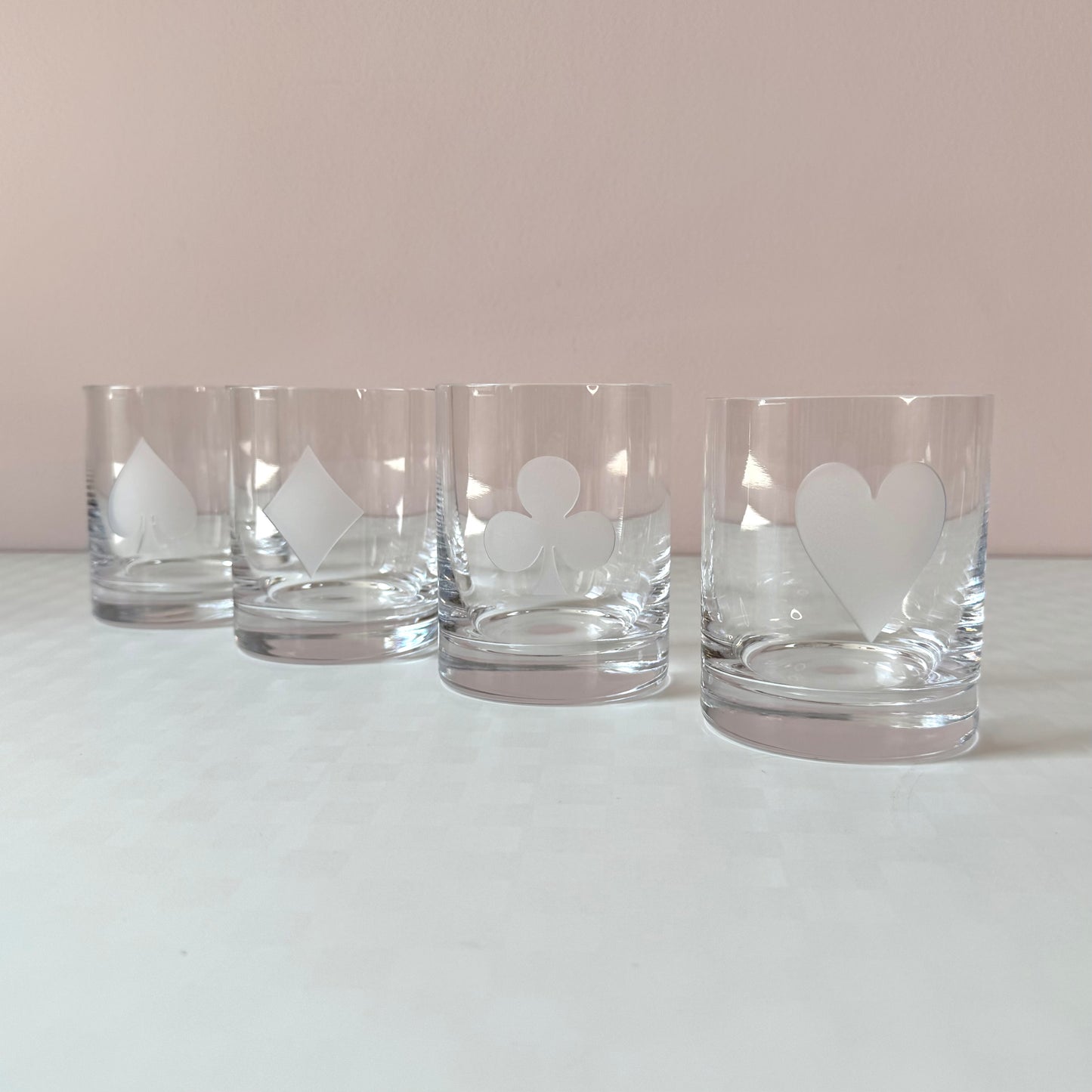 Vintage Set of 4 Card Face Drinking Glasses by Lenox for Kate Spade