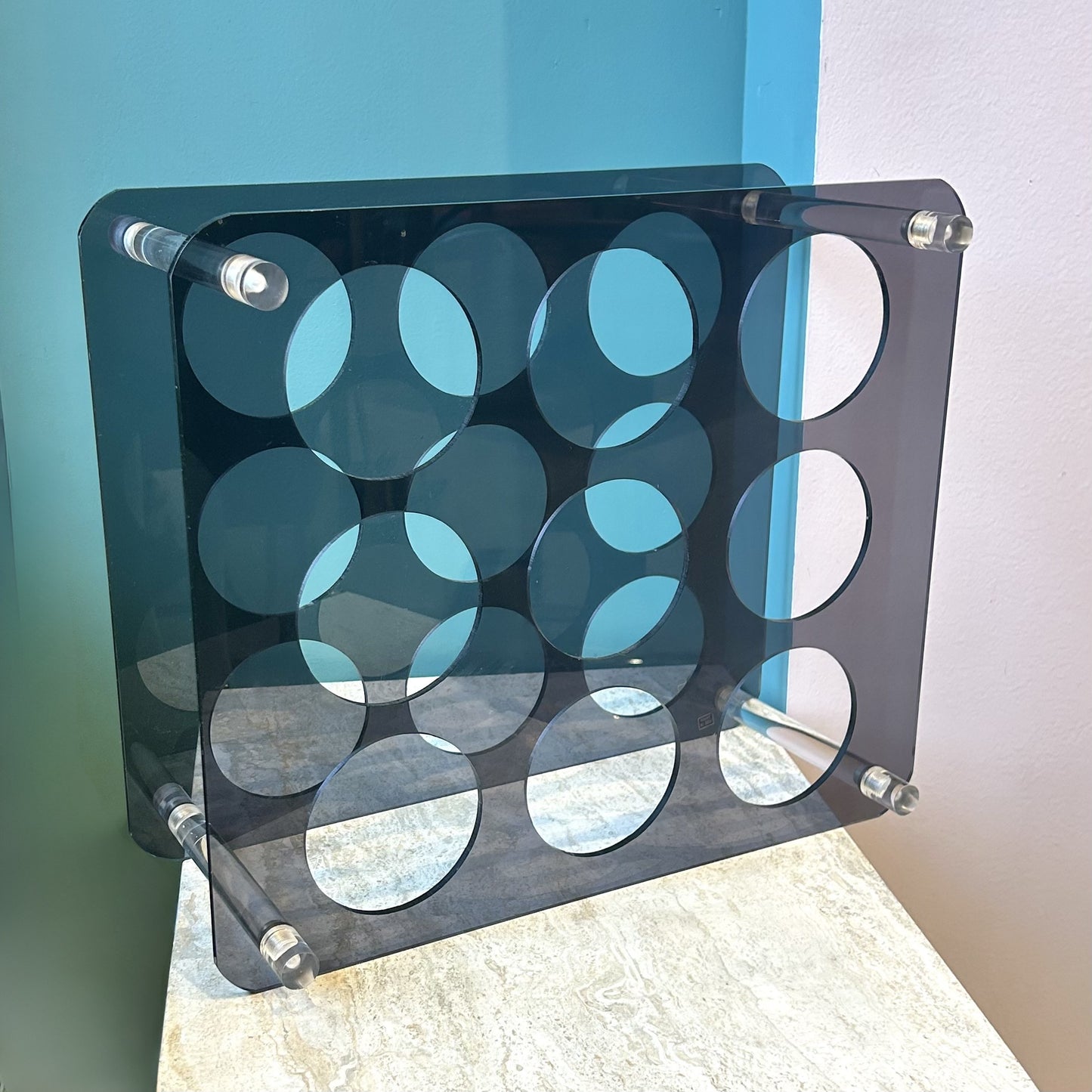 Vintage Lucite 9 Bottle Wine Rack