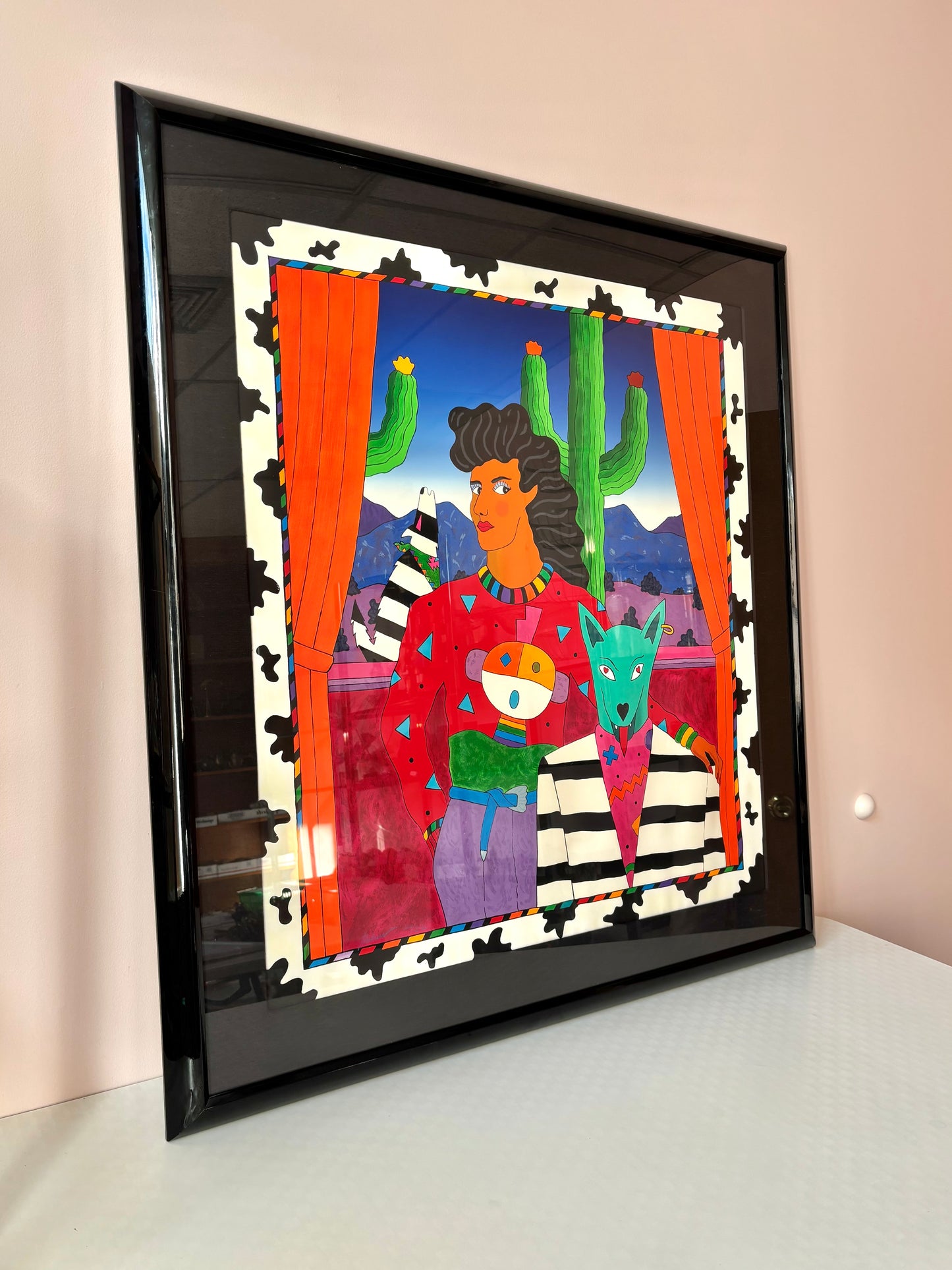 Vintage Large Framed Limited Edition Signed and Numbered Serigraph by Tavlos