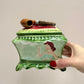Antique Art Deco Smoking Lady Majolica Pipe Lidded Box