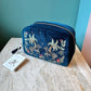 Midnight Blue Wild Zebra Velvet Makeup Bag by Elizabeth Scarlett