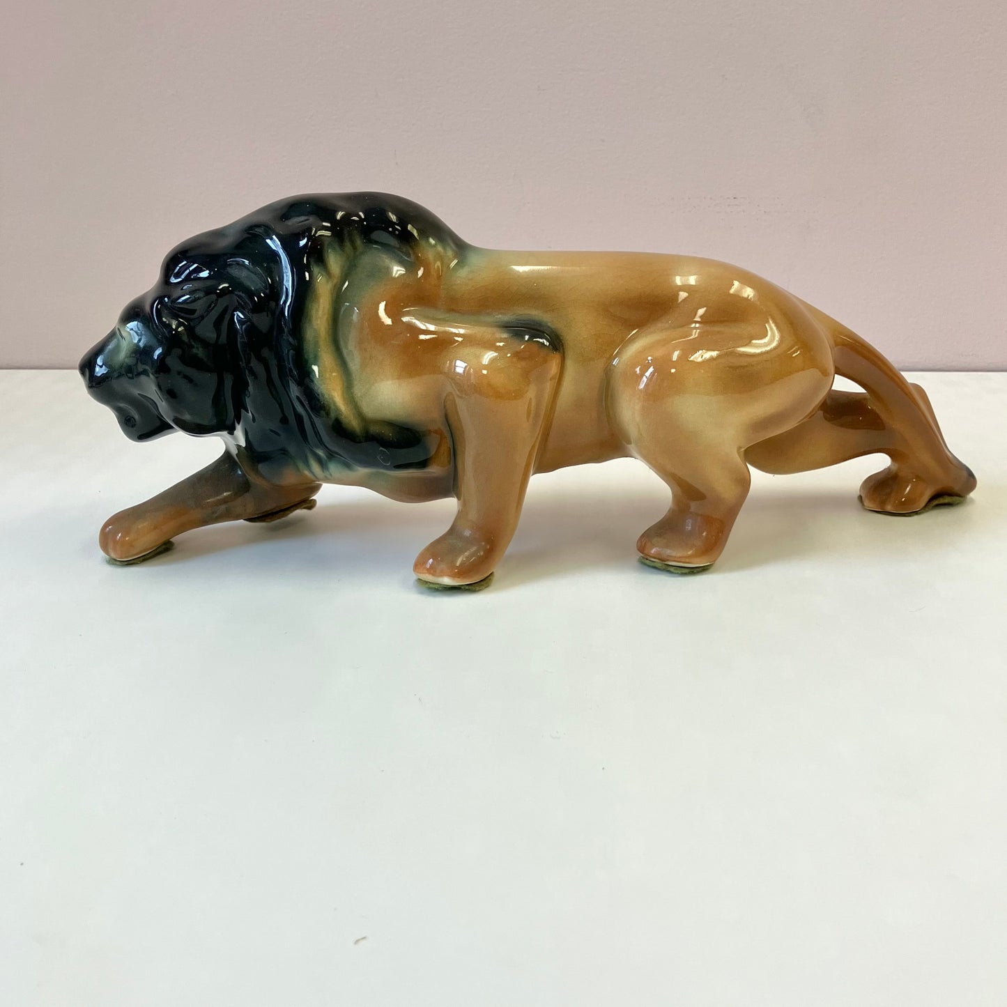 Vintage Mid Century Ceramic Lion Statue