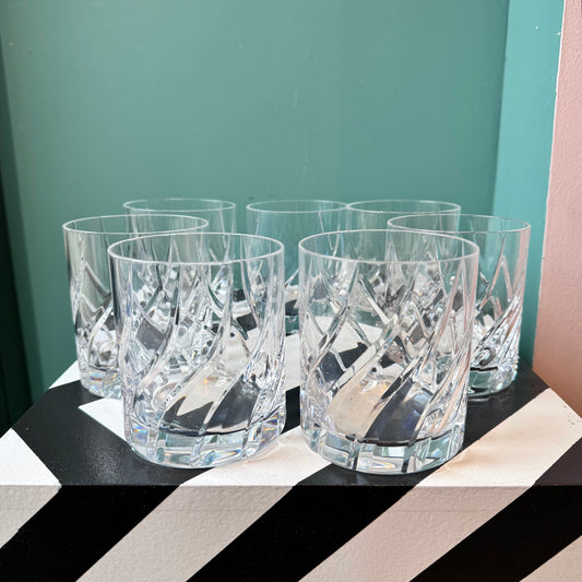 Set of 7 Vintage Mikasa Olympus Crystal Rock Glasses