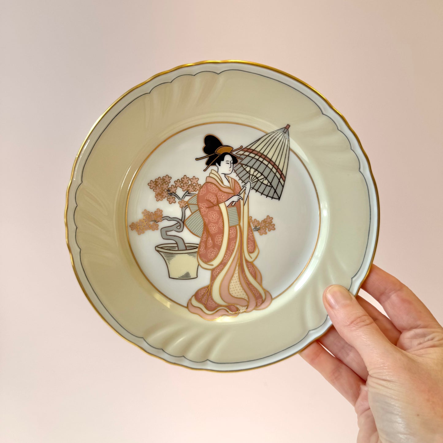 Vintage Set of 4 "Strolling Geisha" Appetizer Plates by Fitz & Floyd