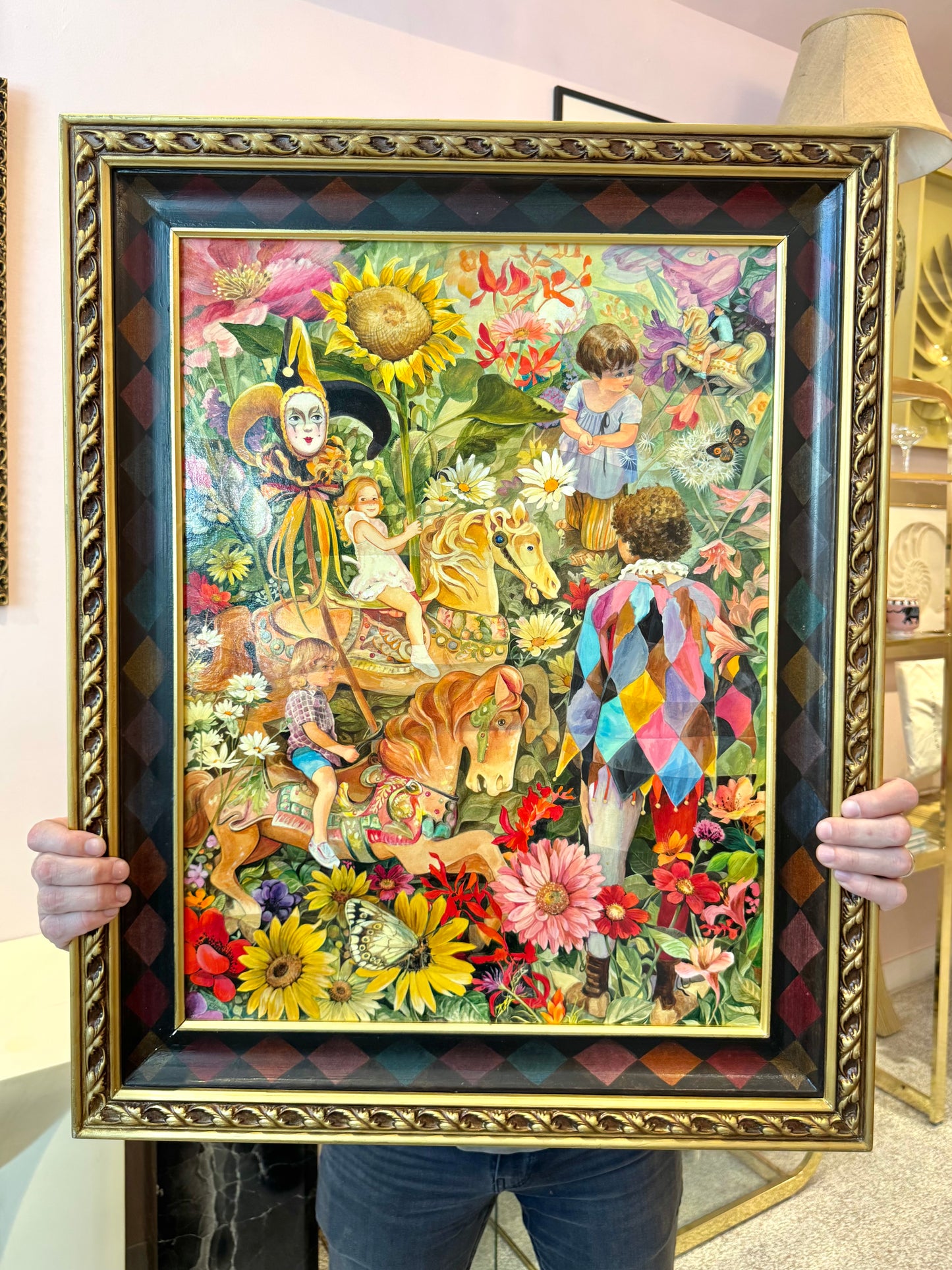 Vintage Original Framed "Once Upon A Springtime" 1981-1982 Acrylic on Board by Phyllis Londraville