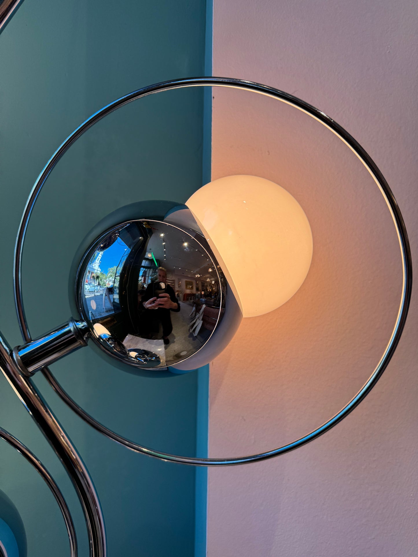 Vintage Robert Sonneman Style Three Globe Chrome Space Age Lamp
