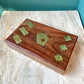 Wood and Brass Game box with Cards, Dice & Dominos