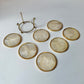 Vintage Capiz Shell and Brass Coaster Set with Caddy