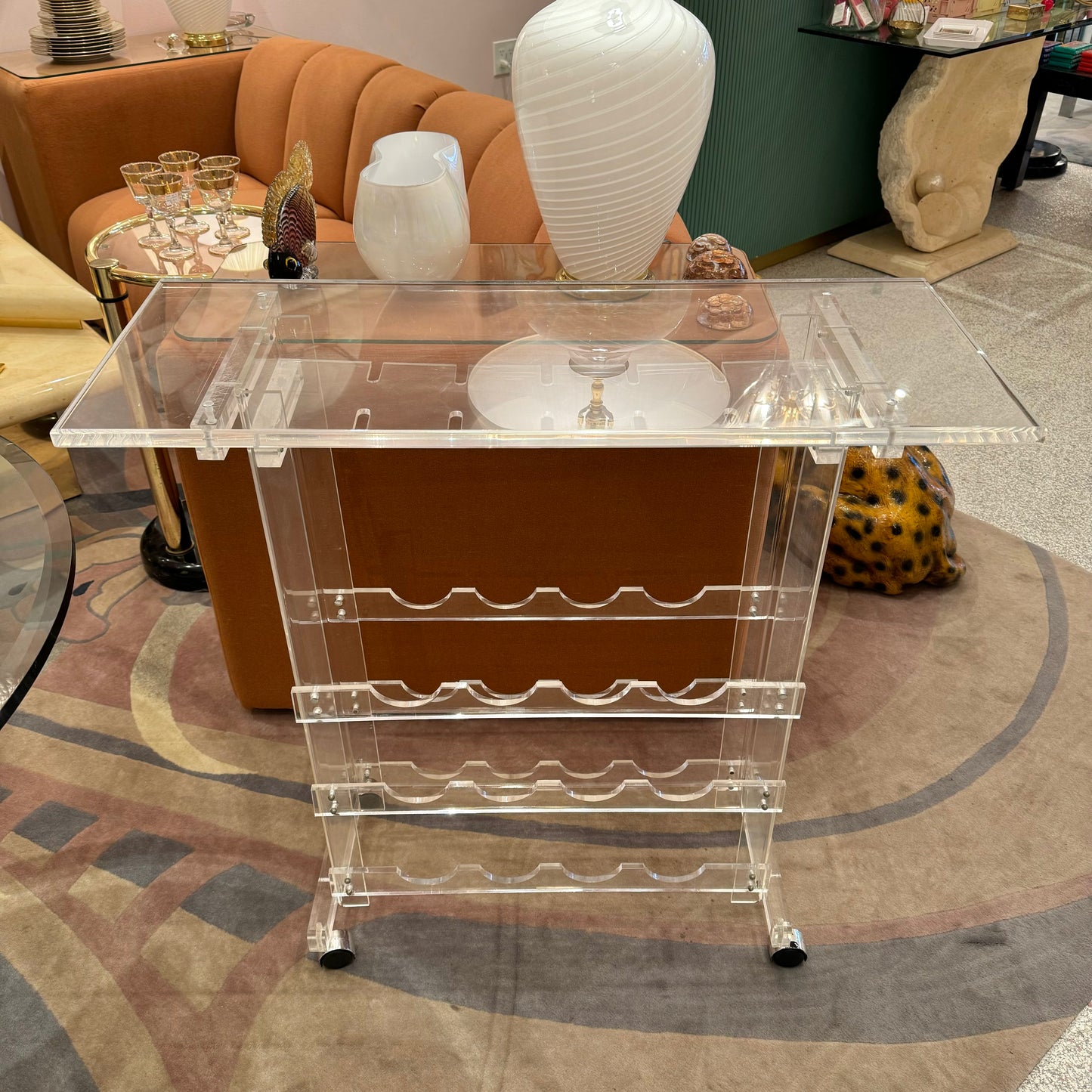 Vintage Lucite Bar Cart and Wine Rack