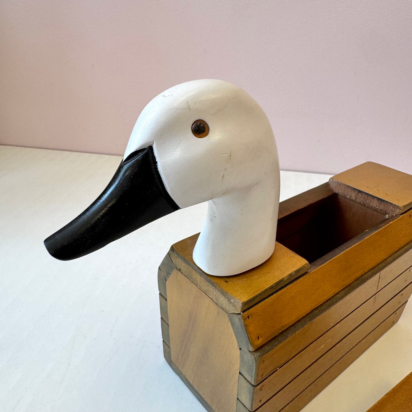Vintage Wooden Goose Storage Box/Bookend