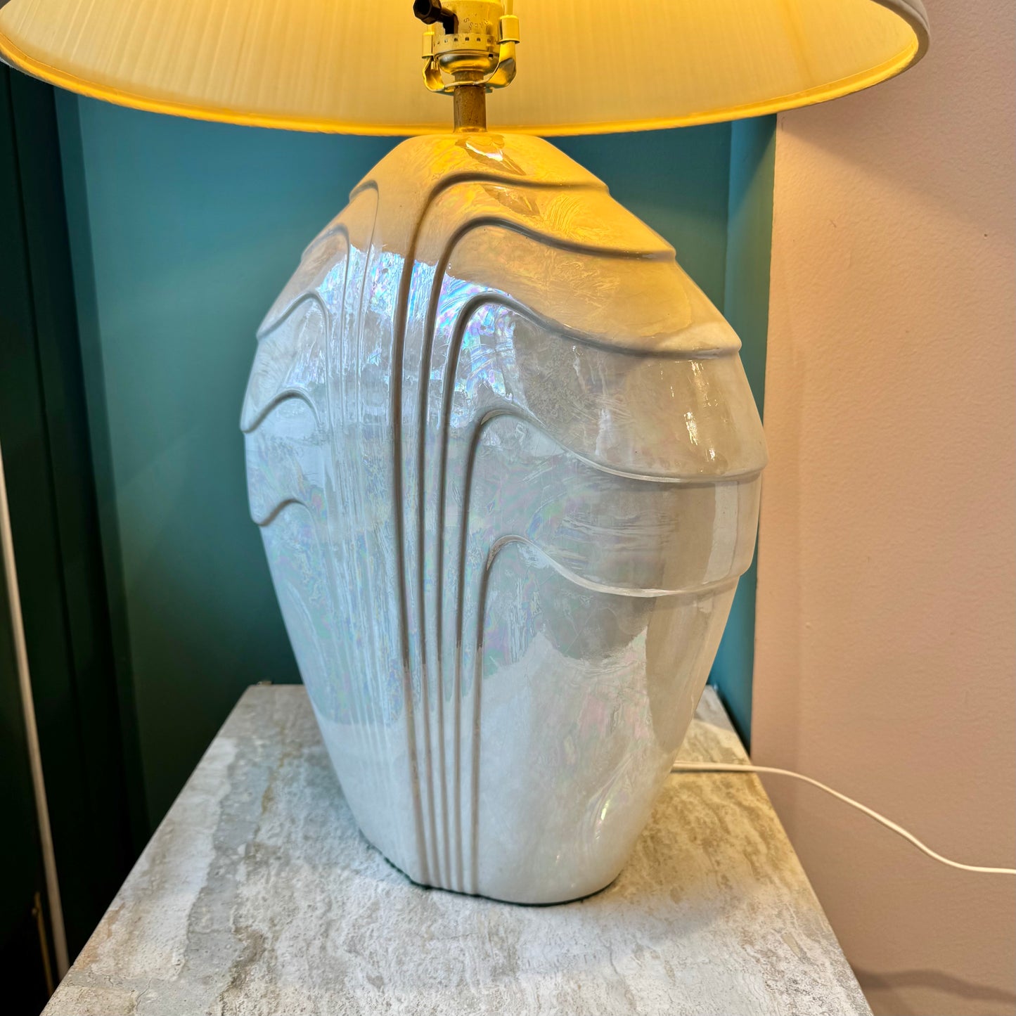 Vintage Opalescent Hollywood Regency Style Lamp