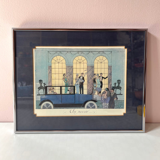 Vintage Framed "Au Revoir" Print by George Barbier