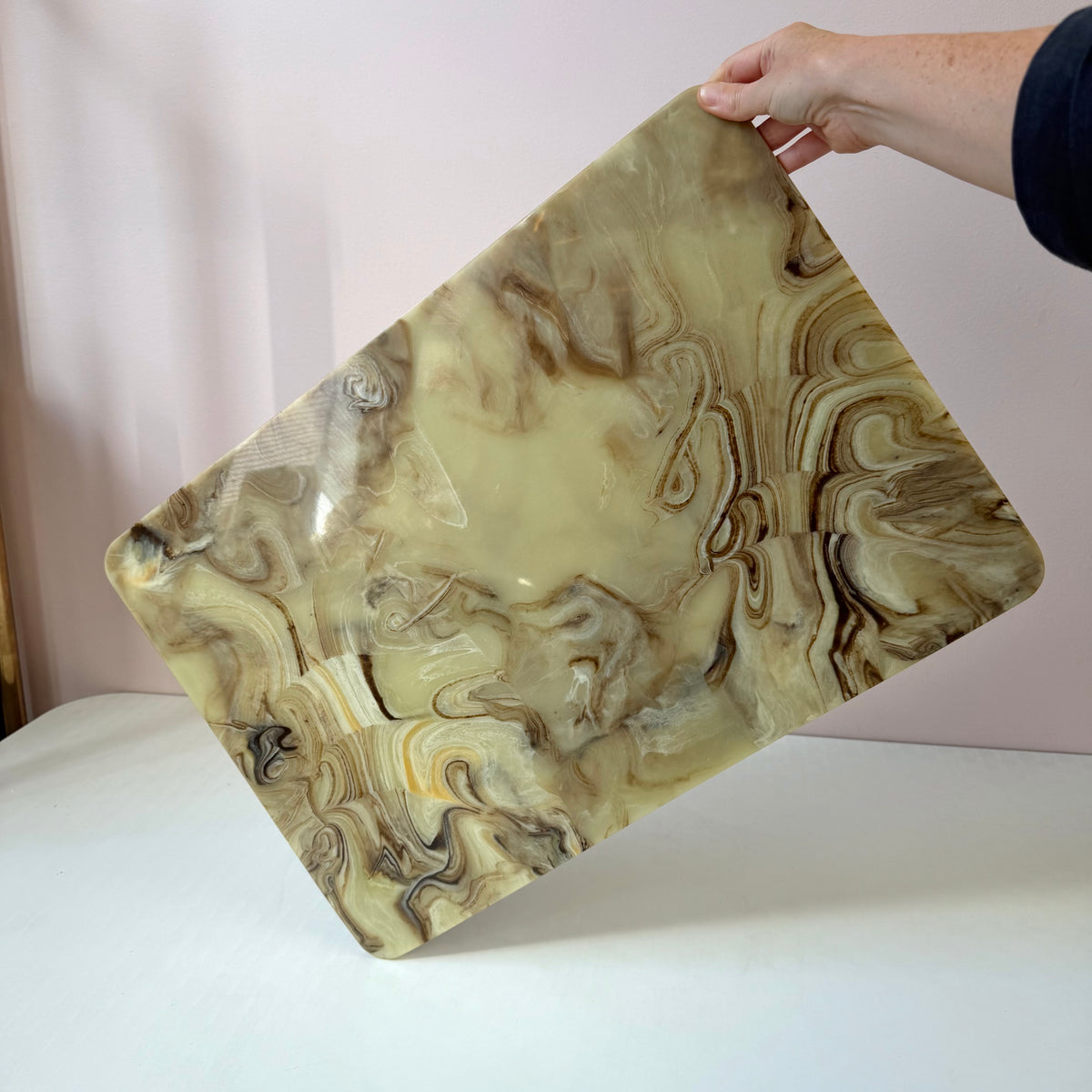 Vintage Faux Green Onyx Desk Tray