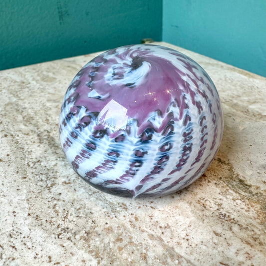 Vintage Purple Swirl Glass Paperweight
