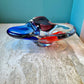 Vintage Hand Blown Three Compartment Art Glass Bowl