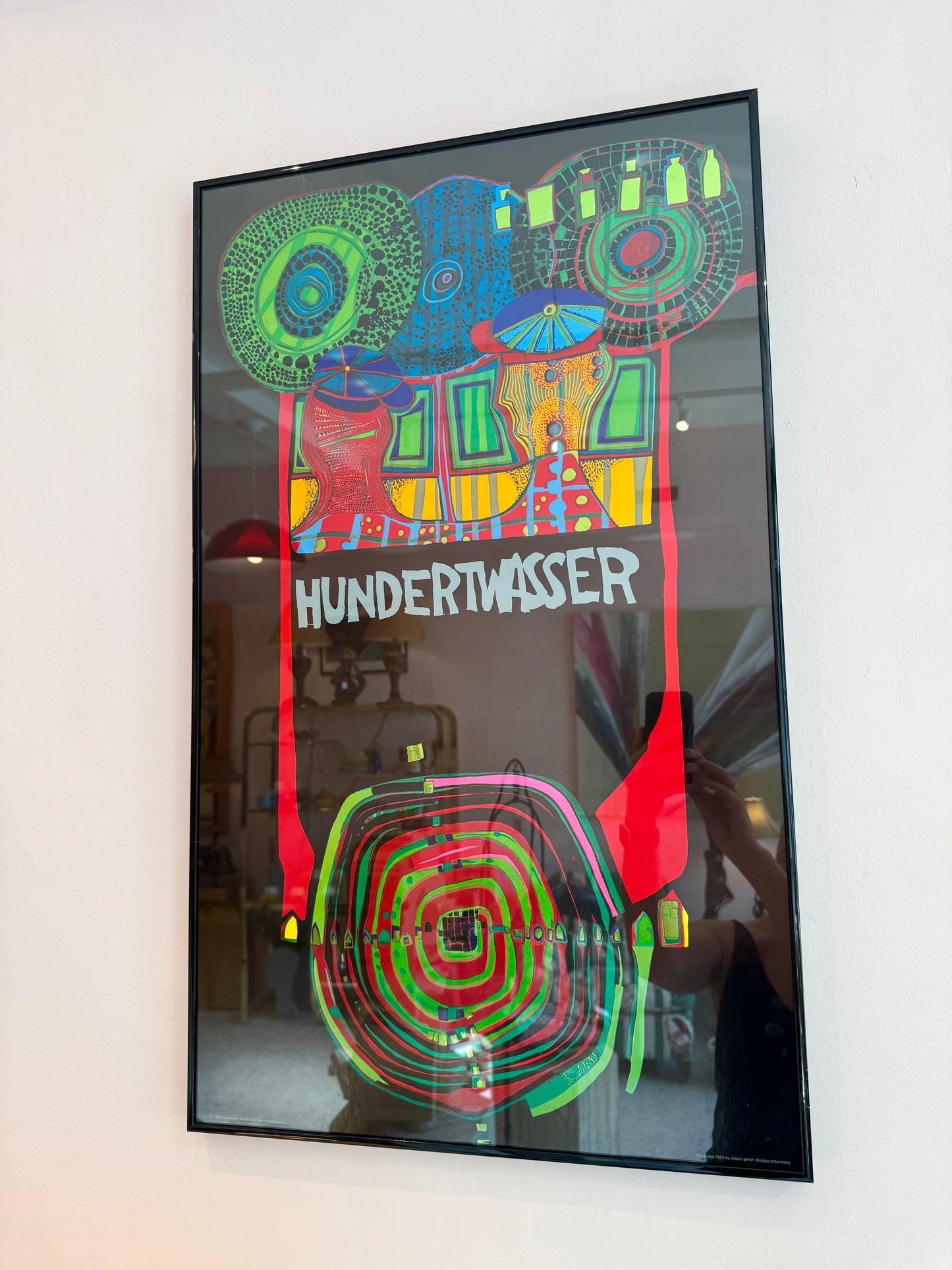 Vintage Hundertwasser Original Framed Museum Poster 1975