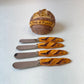 Vintage Set of 4 Spreader Knives in "Pains de France" Bread Loaf Caddy