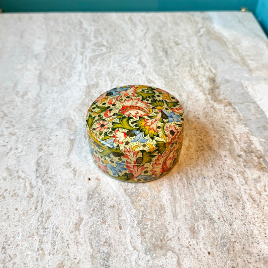 Vintage Paper Mache Floral Trinket Box