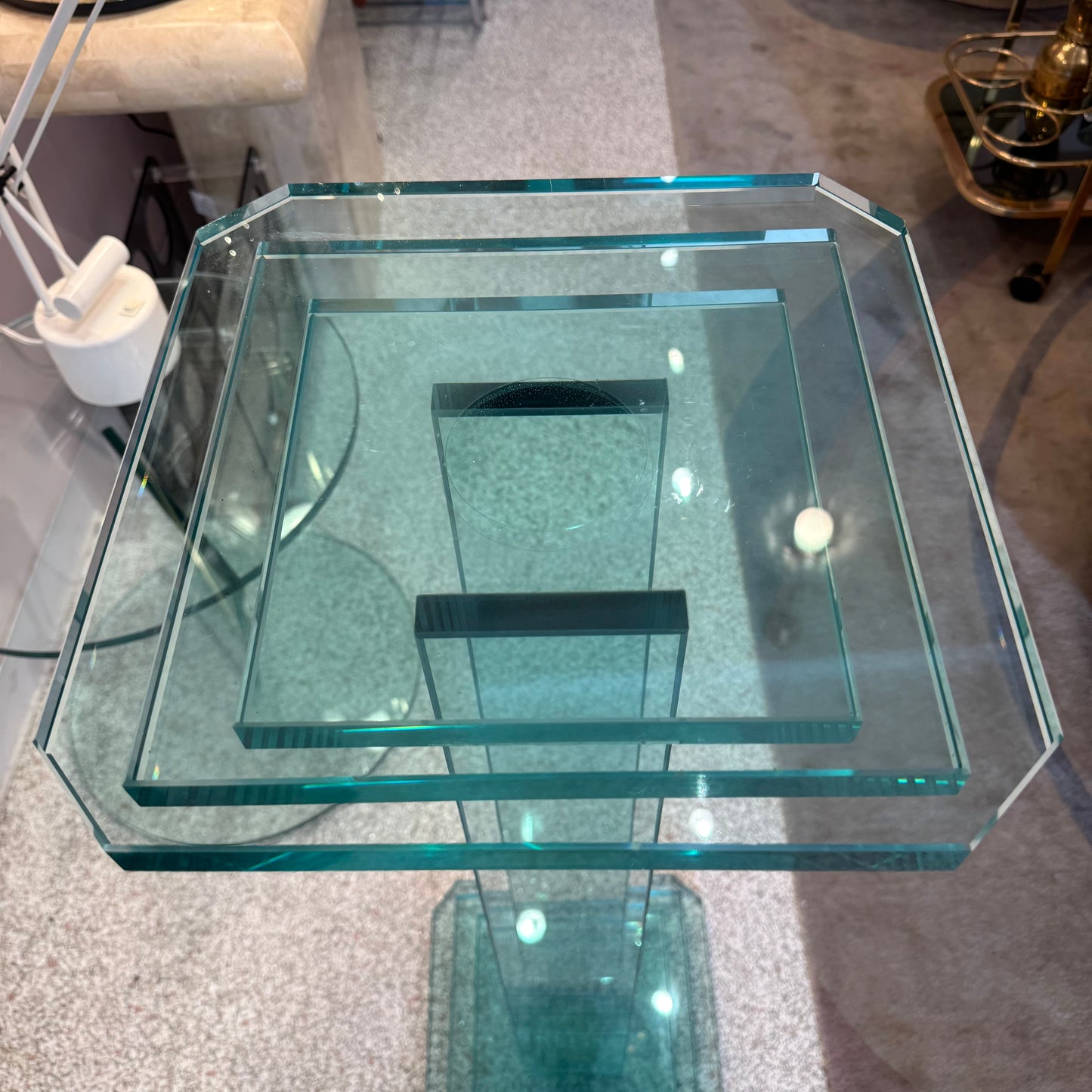Vintage Stacked Glass Pedestal 36.5”