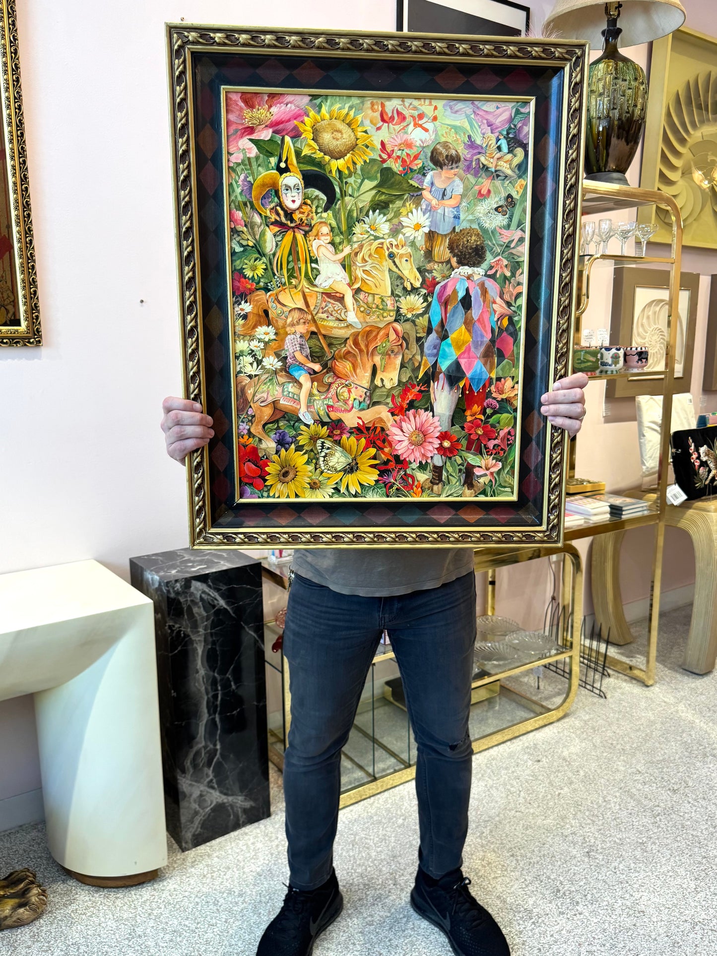 Vintage Original Framed "Once Upon A Springtime" 1981-1982 Acrylic on Board by Phyllis Londraville
