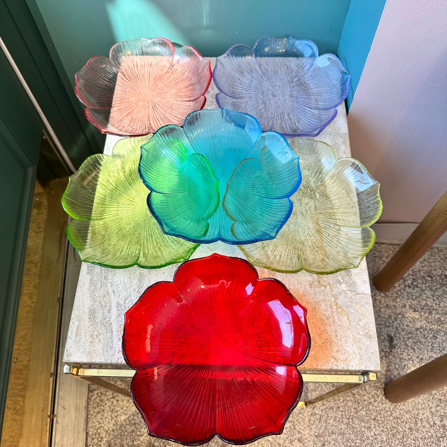 Set of 6 Vintage Mikasa Flower Glass Plates