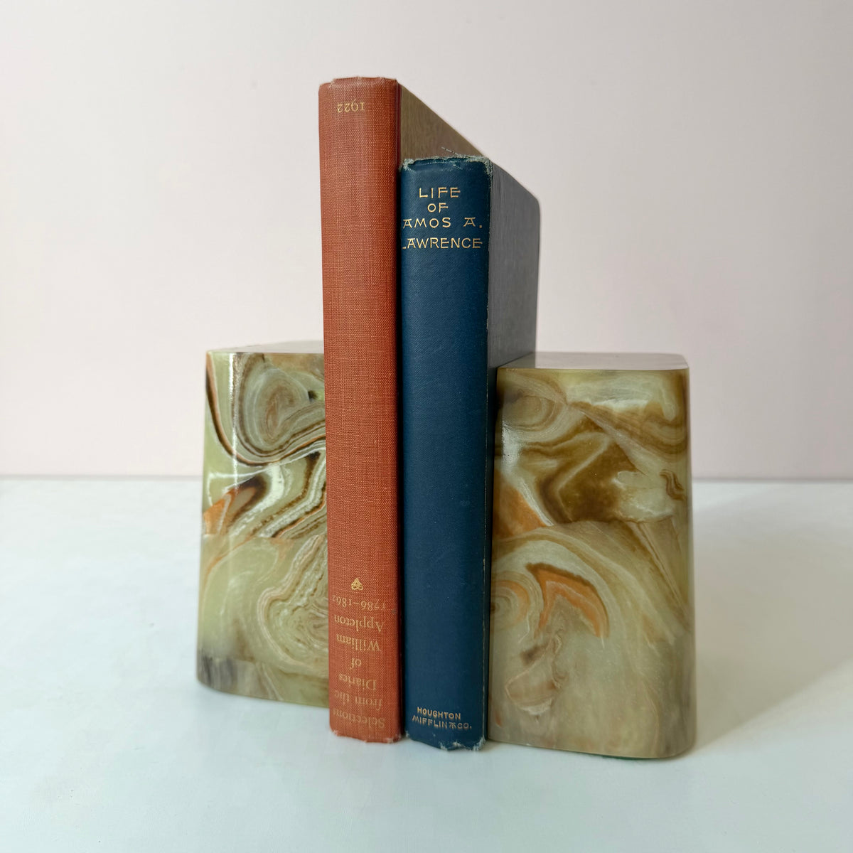 Vintage Faux Green Onyx Bookends