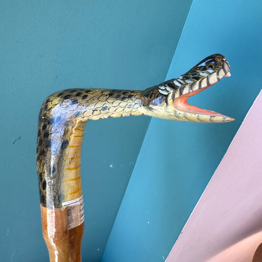 Vintage Folk Art Rattlesnake Walking Stick Cane