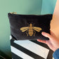 Black Velvet Honey Bee Medium Pouch by Elizabeth Scarlett