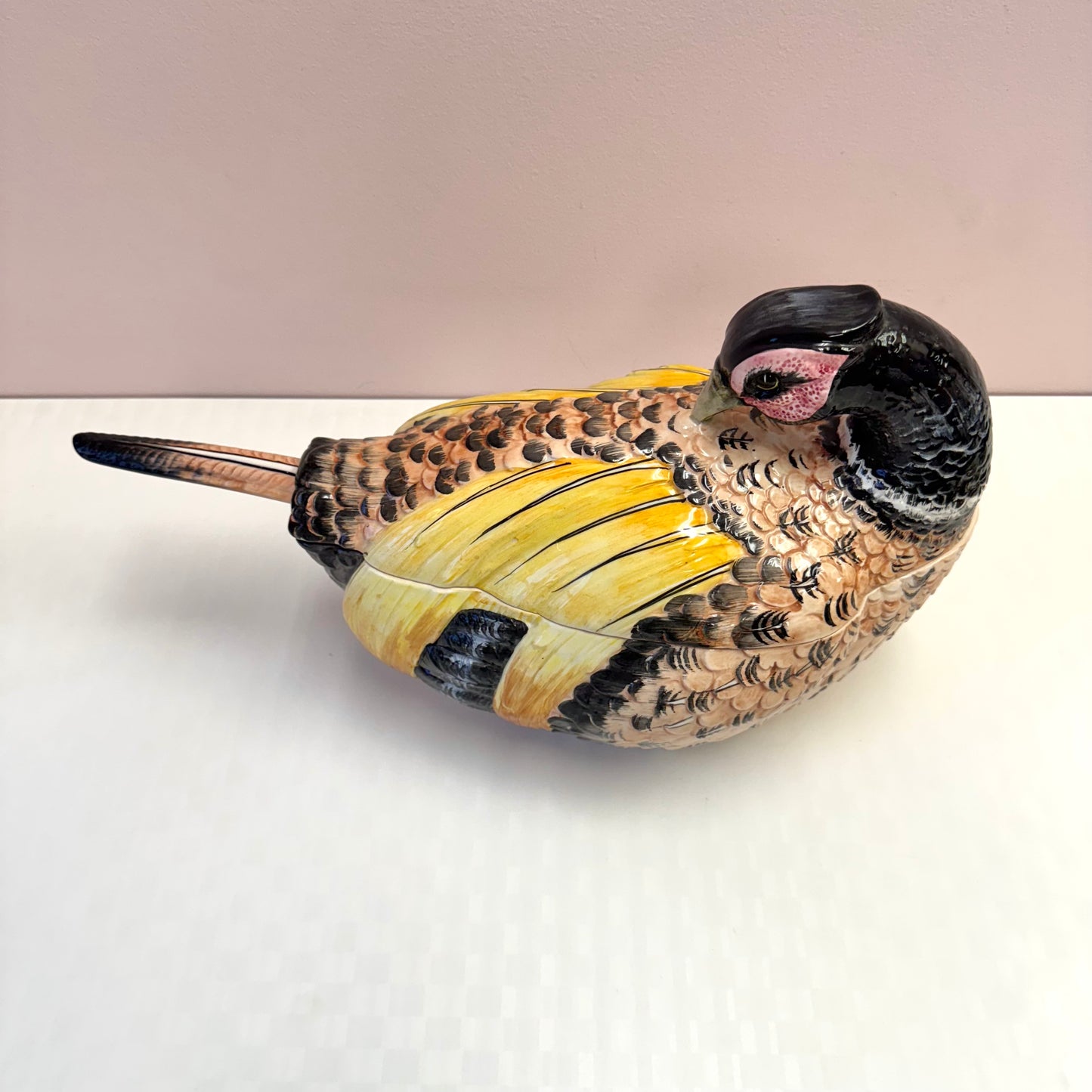 Vintage Italian Ceramic Pheasant Tureen and Ladle