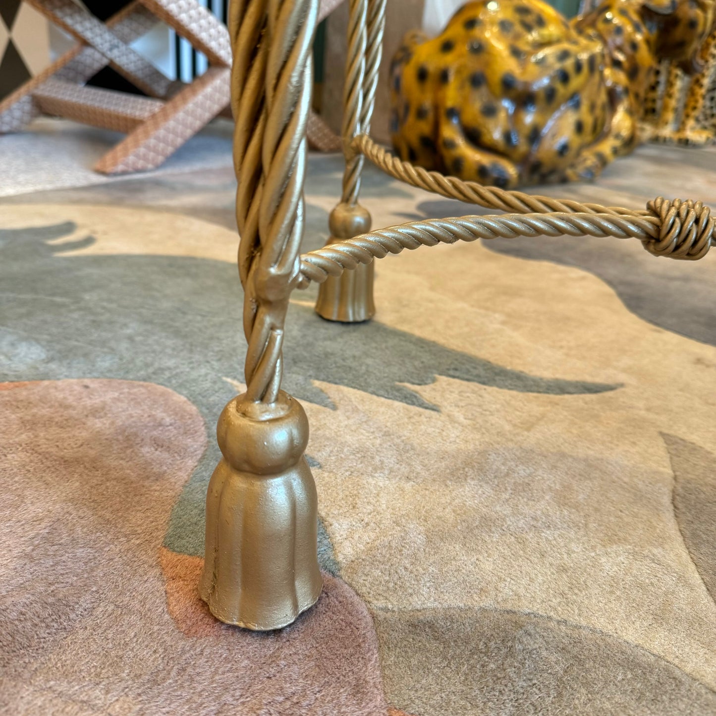 Vintage Gold Hollywood Regency Tassel Footed Side/End Table