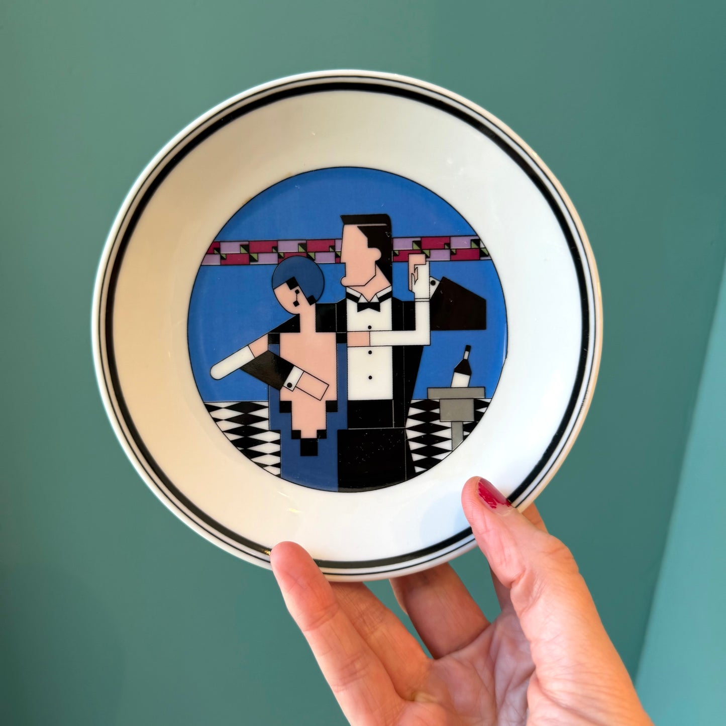 Set of 6 Vintage Philippe Deshoulières Art Deco Cocktail Plates
