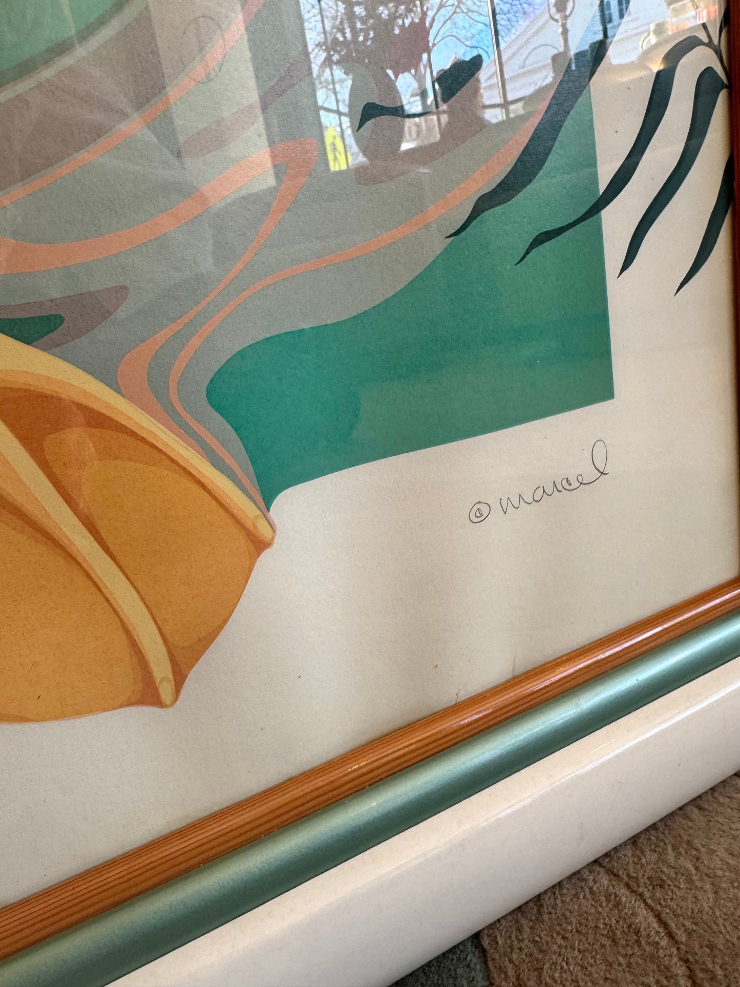 Vintage "At Water's Edge" Flamingo Signed and Numbered Lithograph by Marcel