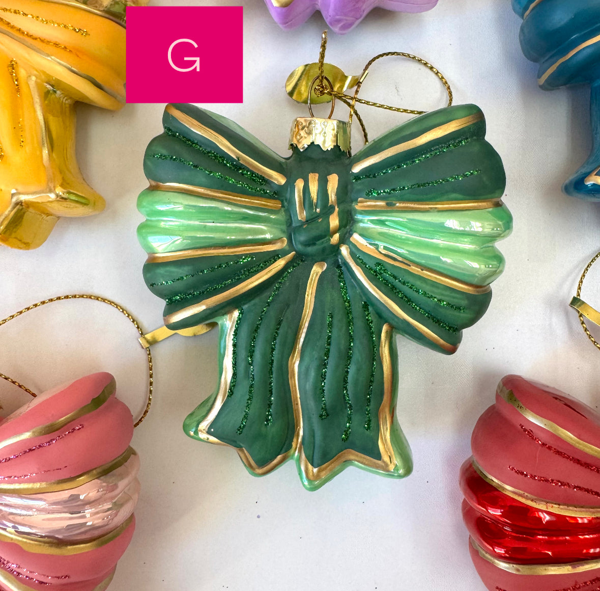 Sparkling Satin Bow Glass Ornament