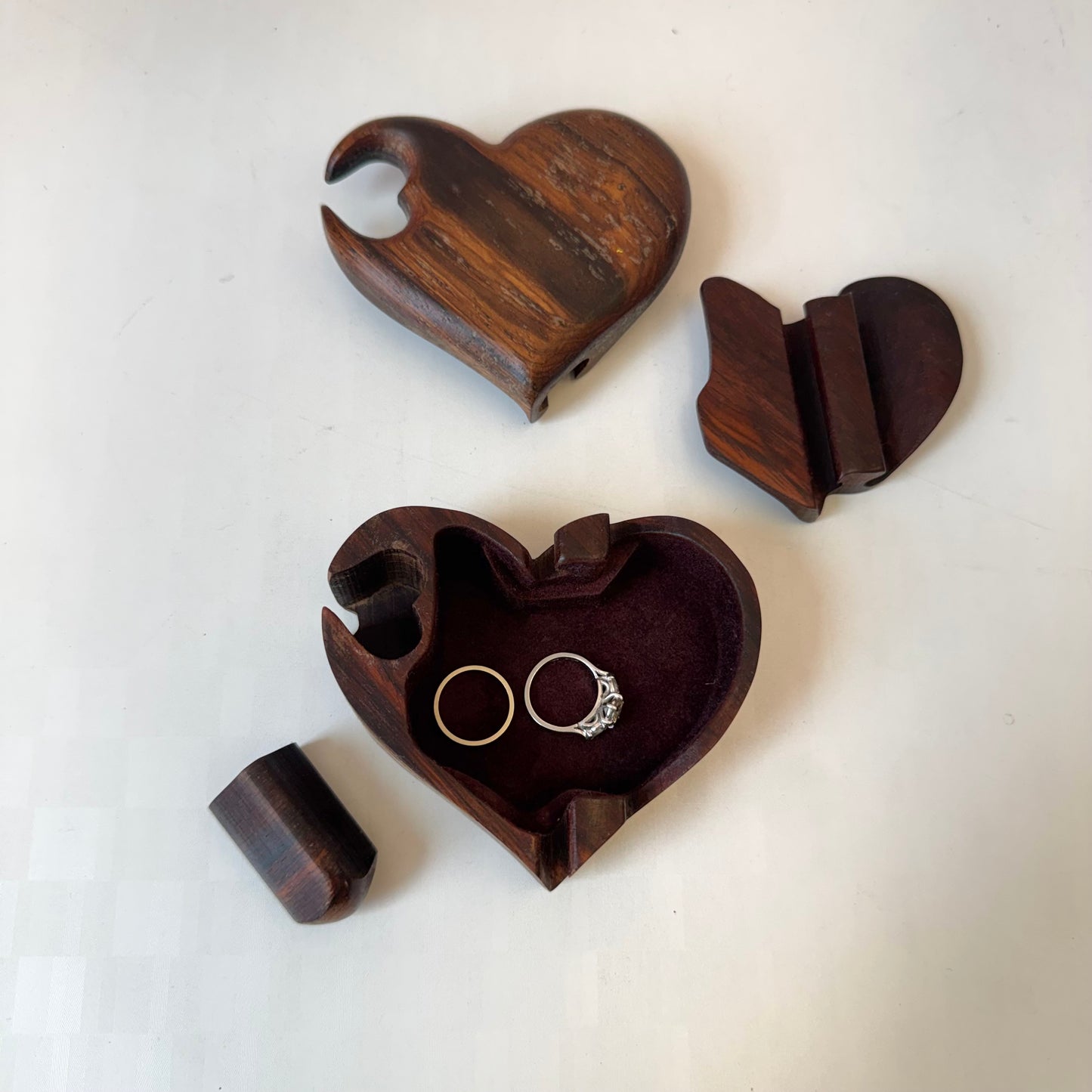Vintage Wooden Heart Puzzle Box