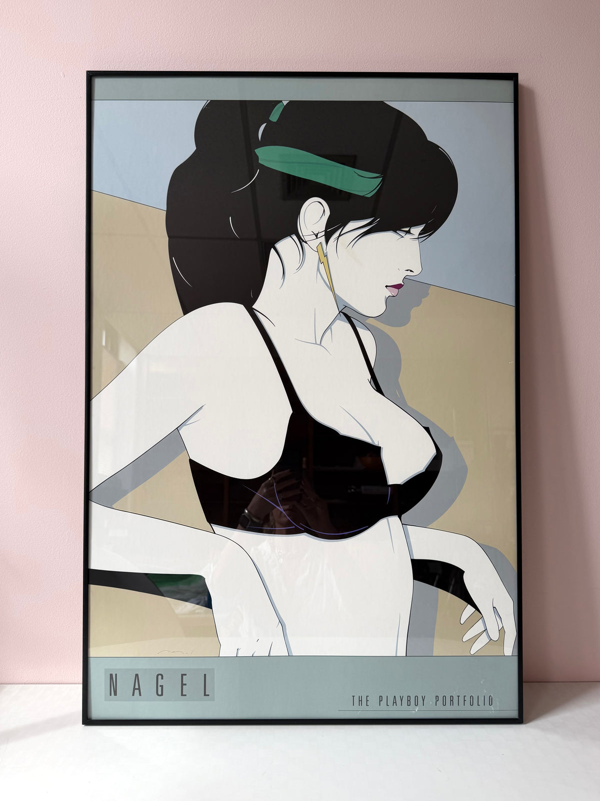 Vintage Framed "The Playboy Portfolio" Serigraph Print by Patrick Nagel