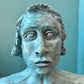 Vintage Painted Terracotta Woman Bust Sculpture