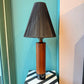 Vintage Mid Century Danish Teak and Leather Table Lamp by ESA