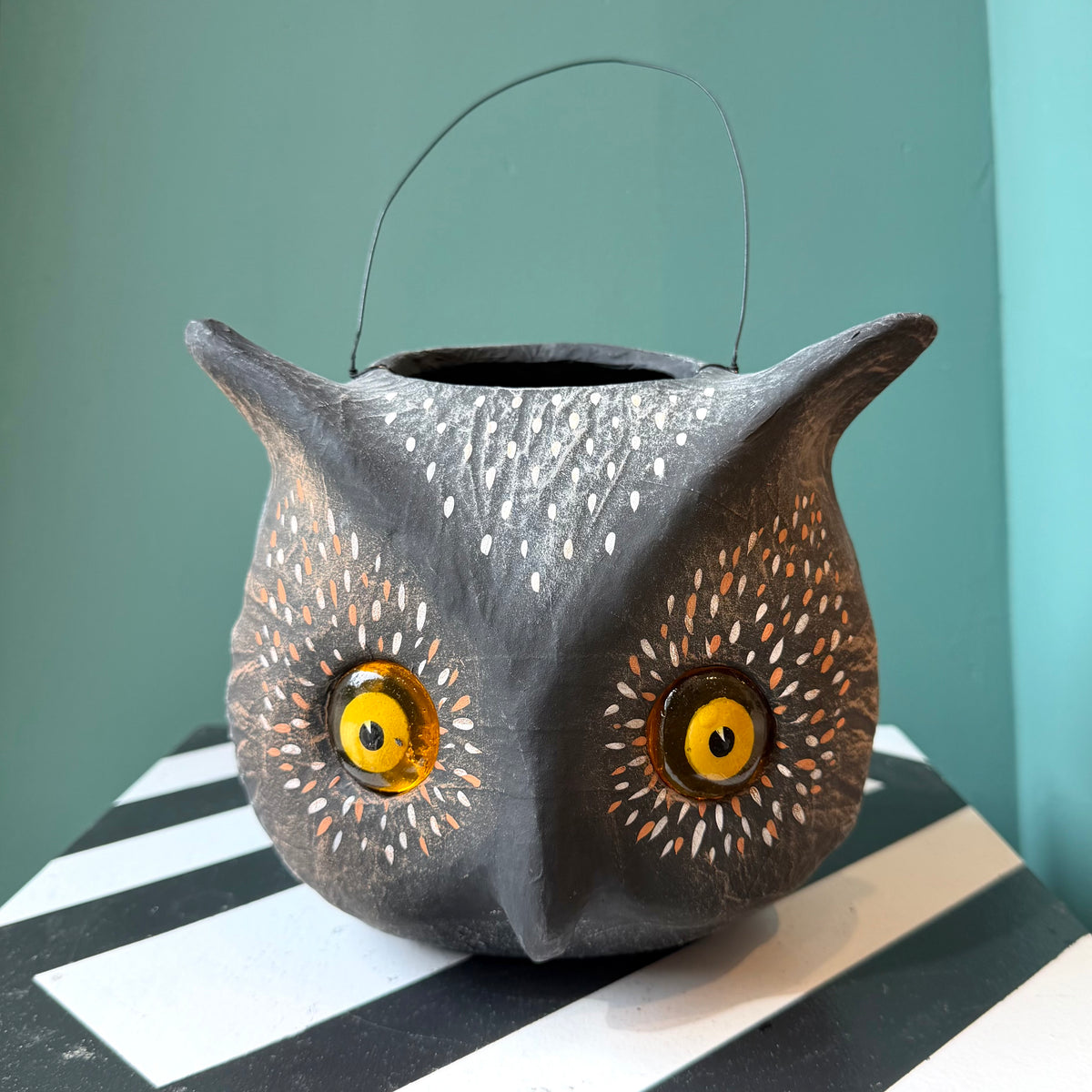 Vintage Inspired Owl Head Candy Bucket